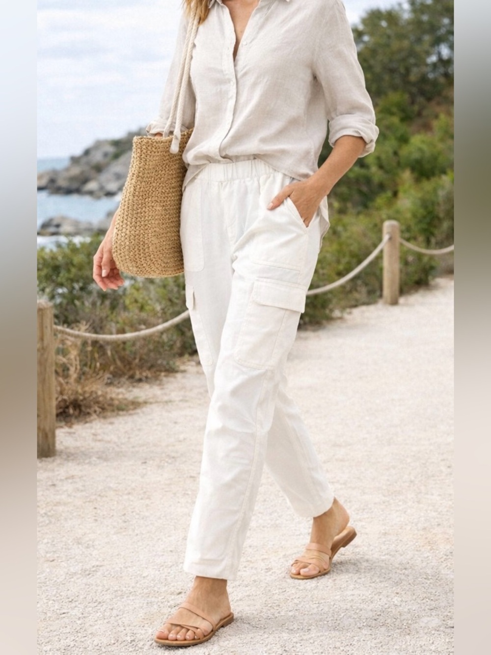 Babaton Titan Cargo Pants Aritzia White Milk Silk Cotton Utility Size 2 NWT